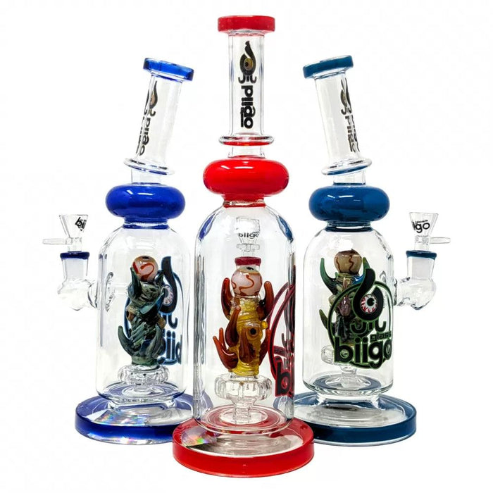 BIIGO Glass By Lookah - 12" Poly-Horned Splendor Spectacle Perc Water Pipe