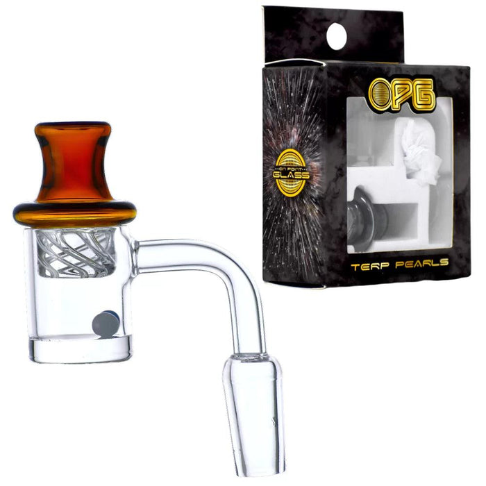 OPG - 25mm Flat Bottom 4mm W/ Directional Carb Cap & 2 Marble 6mm Banger Set - 14mm 90°