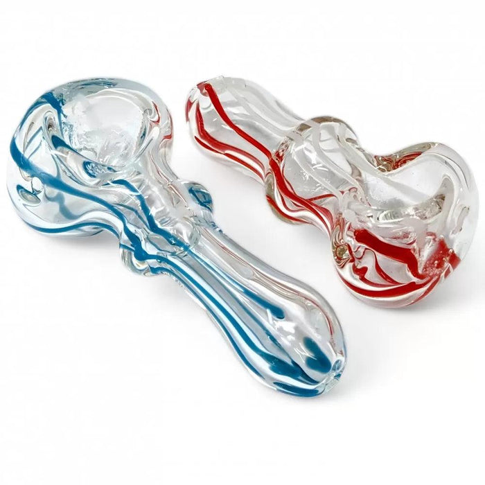 2.5" Transcendent Lines Artistry In Clear Glass Hand Pipes