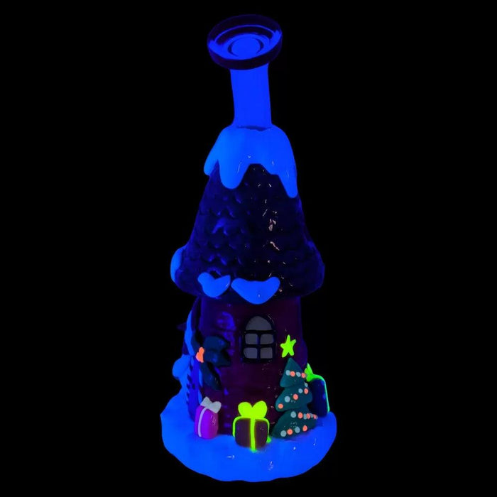 10" Candy Cabin Snowman's Grove Glow-In-The-Dark Christmas Water Pipe