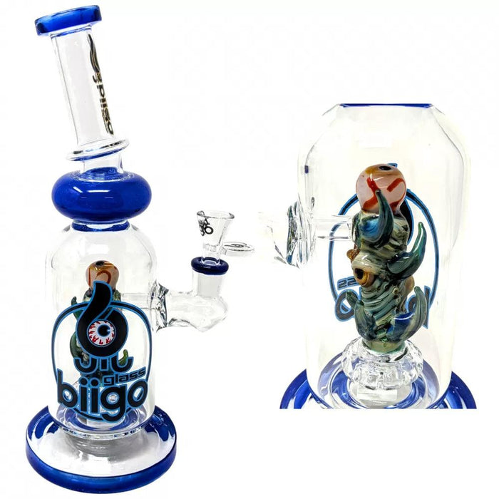 BIIGO Glass By Lookah - 12" Poly-Horned Splendor Spectacle Perc Water Pipe