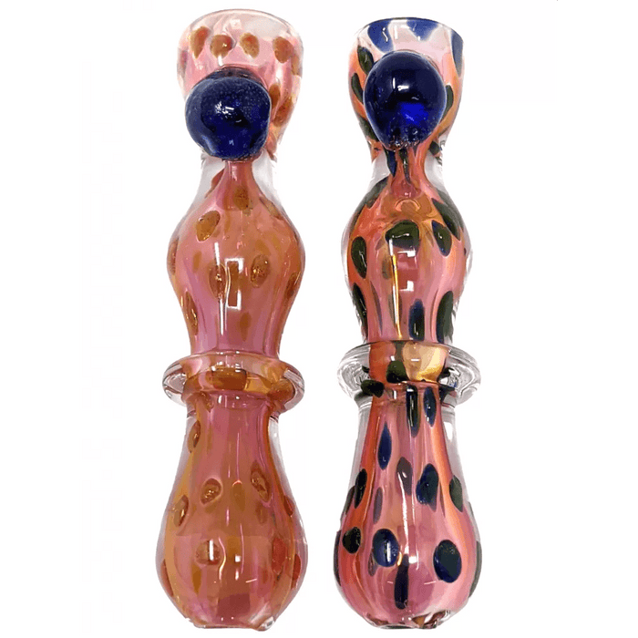 3" Gold Fumed Dicro Dot Double Bubble Chillum Hand Pipe