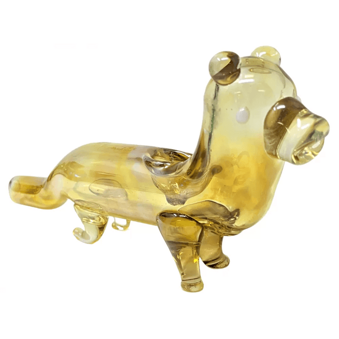 6.5" Gold Fumed Dog Animal Hand Pipe