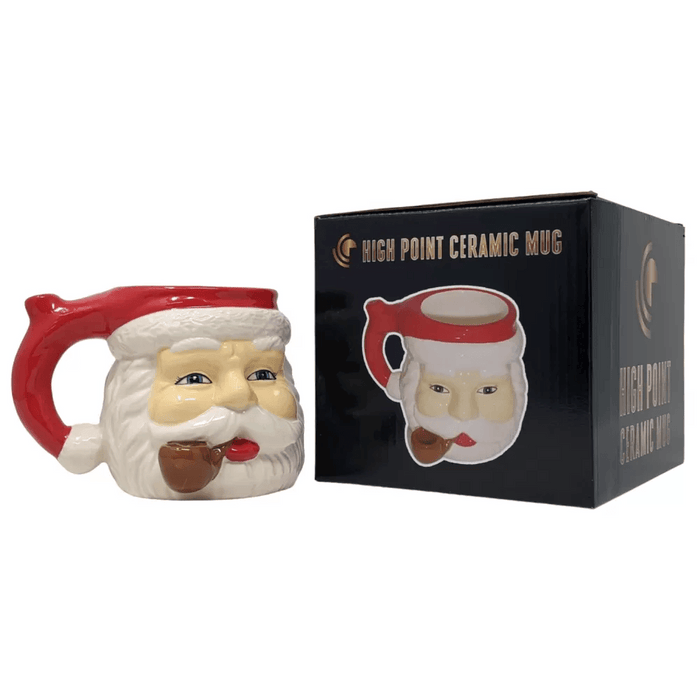 High Point Ceramic Red Santa Wake Bake Mug Hand Pipe