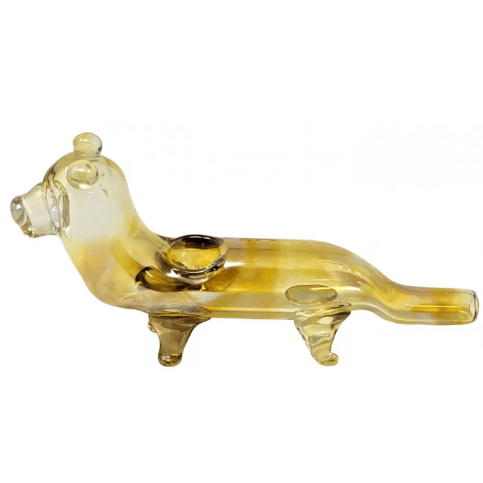 6.5" Gold Fumed Dog Animal Hand Pipe