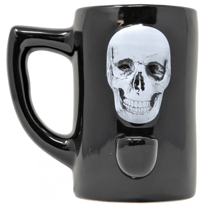 High Point Ceramic Skull Imprint Mug with Built-in Hand Pipe