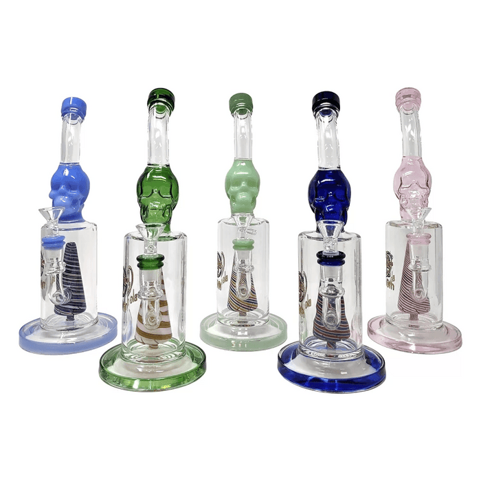 Big Mom - 12" Pyramid Perc Skull Art Water Pipe