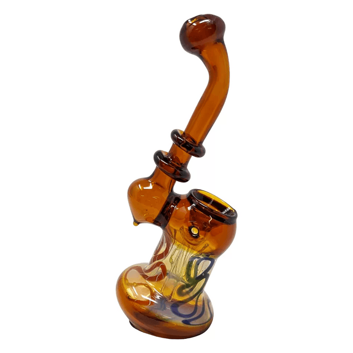 5.5" Double Rim Curvy Swirl Bubbler Hand Pipe