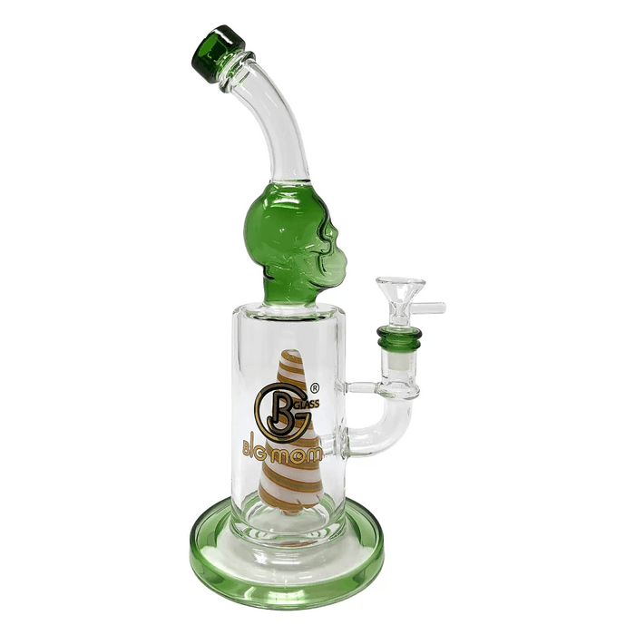 Big Mom - 12" Pyramid Perc Skull Art Water Pipe