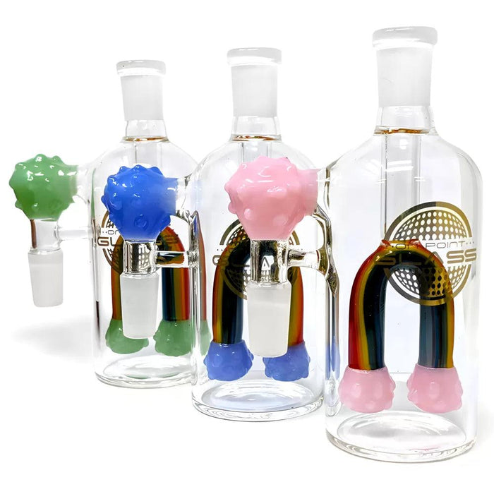 On Point Glass - 14mm Rainbow Candy Magic Ash Catcher On 90 Angle