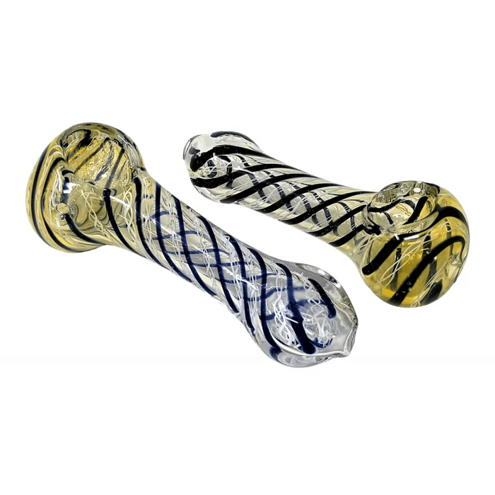 3" Silver Fumed Swirl Rod Art Hand Pipe