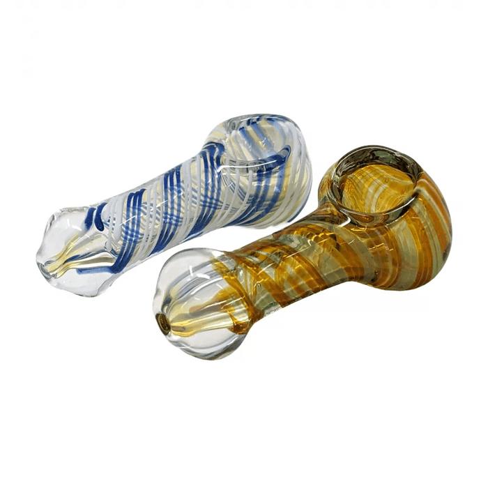 2.5" Silver Fumed Twisted Lines Spoon Hand Pipe