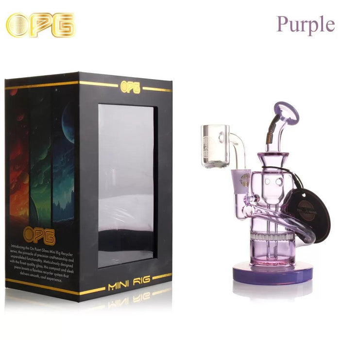 OPG - Mini Rig Series - 6" Annulated Shape Curved Neck Recycler W/ Banger Mini Rig