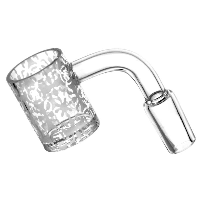 14mm Quartz Bucket Banger with Floral Sand Blasted Design