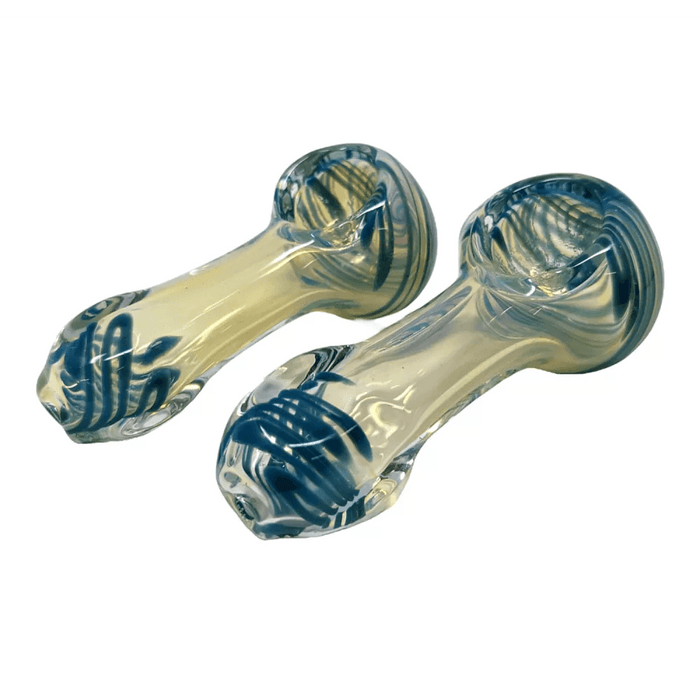 2.5" Silver Fumed Spiral Art Square Mouth Hand Pipe