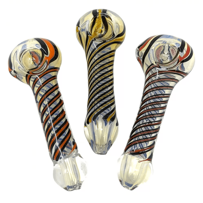 4" Silver Fumed Swirl Hand Pipe