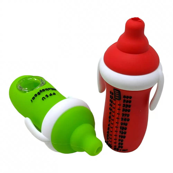 4.5" Assorted Color Milk Bottle Design Silicone Hand Pipe