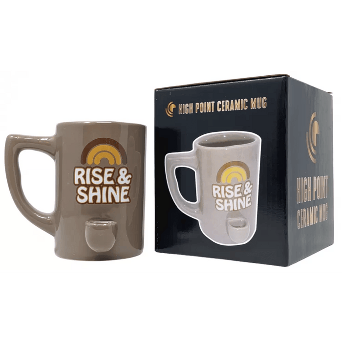 High Point Ceramic Beige Rise & Shine Mug Hand Pipe