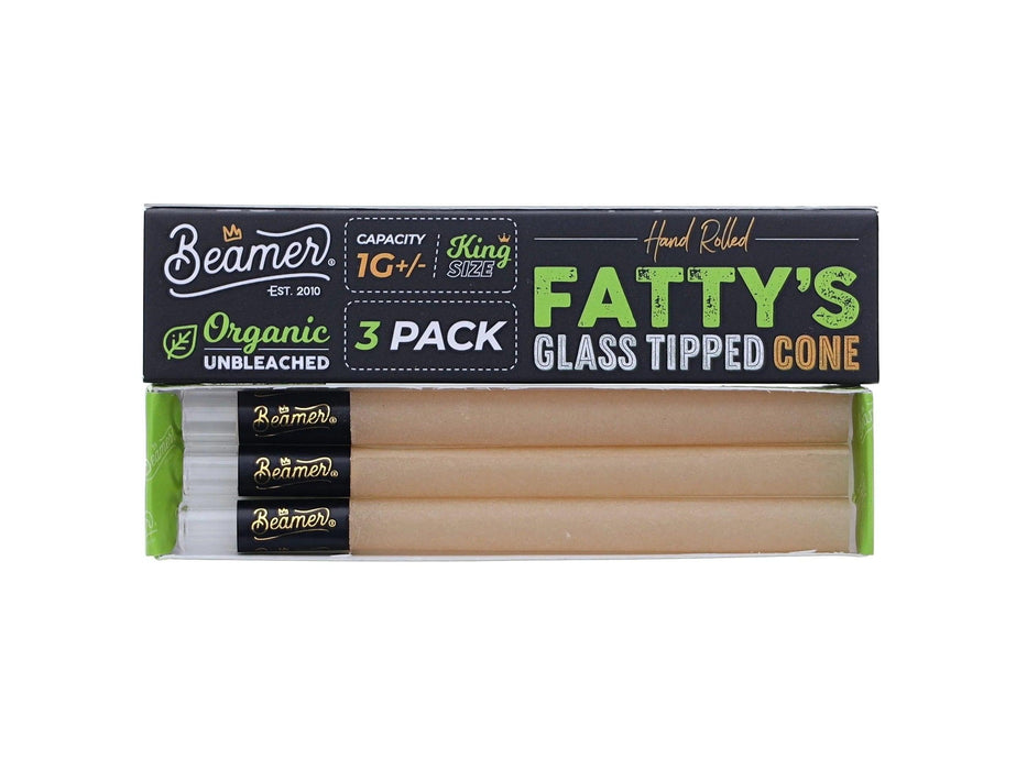 Beamer King Size Glass-Tipped Organic Pre-Rolled Cones - 3Ct Packs