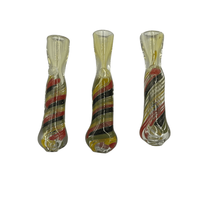 3" Silver Fumed Rasta & Galaxy Ribbon Chillum Hand Pipe