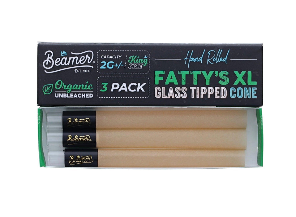 Beamer King Size Glass-Tipped Organic Pre-Rolled Cones - 3Ct Packs