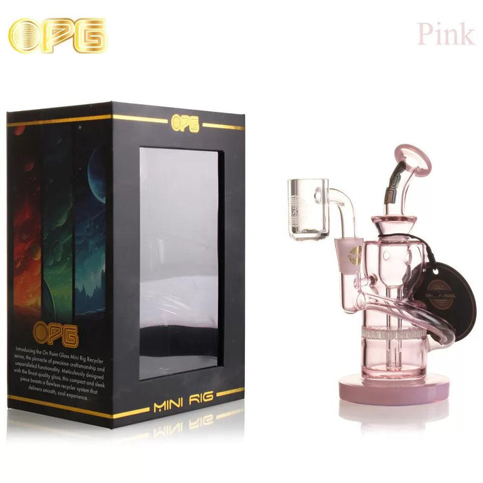 OPG - Mini Rig Series - 6" Annulated Shape Curved Neck Recycler W/ Banger Mini Rig