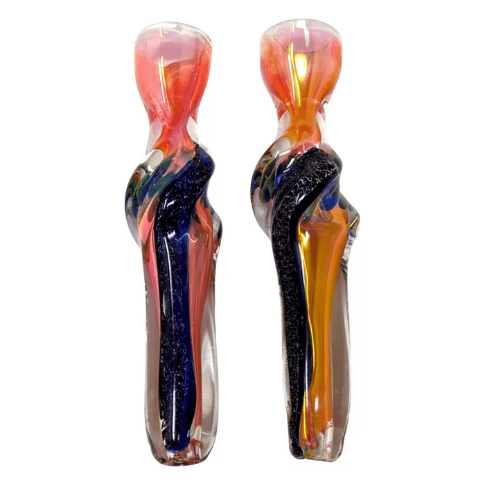 3.5" Gold Fumed Twisted Rod Dicro Art Chillum Hand Pipe