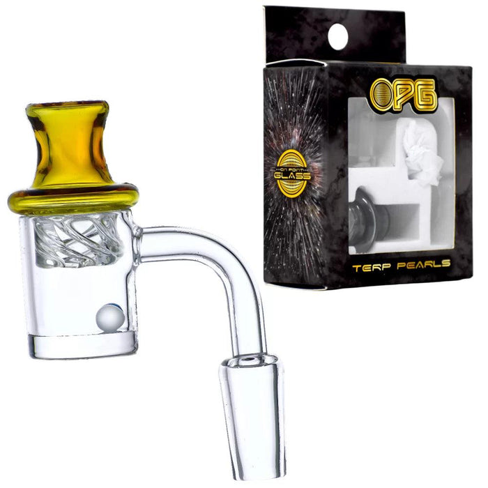 OPG - 25mm Flat Bottom 4mm W/ Directional Carb Cap & 2 Marble 6mm Banger Set - 14mm 90°