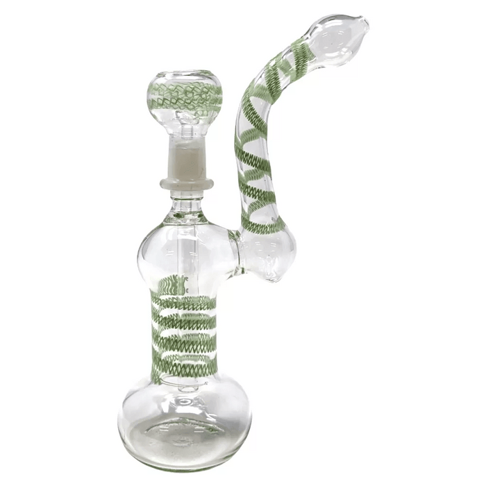 7" Zig Zag Line Clear Bubbler with Oil Dome - Compact Hand Pipe