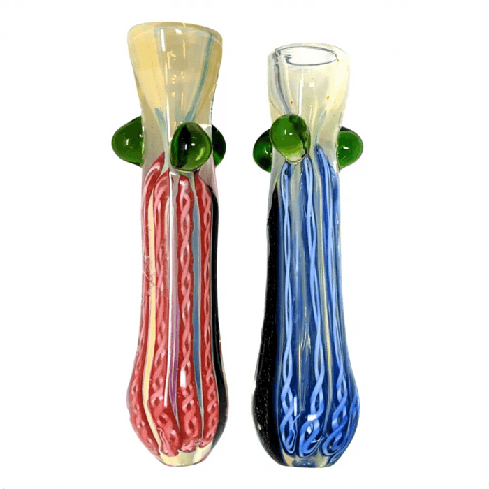 3" Silver Fumed Ribbon & Dicro Art Chillum Hand Pipe