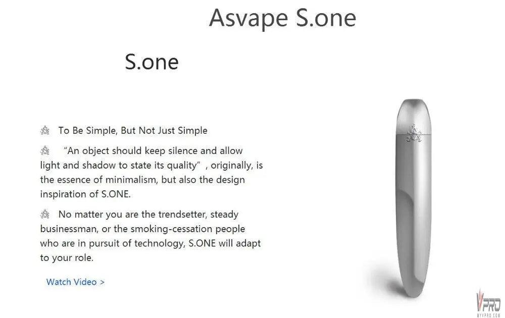 ASVAPE S.ONE POD KIT Battery + 4 Pods ASVAPE