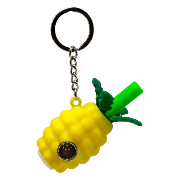 Pineapple Silicone Hand Pipe with Key Chain - Assorted Colors