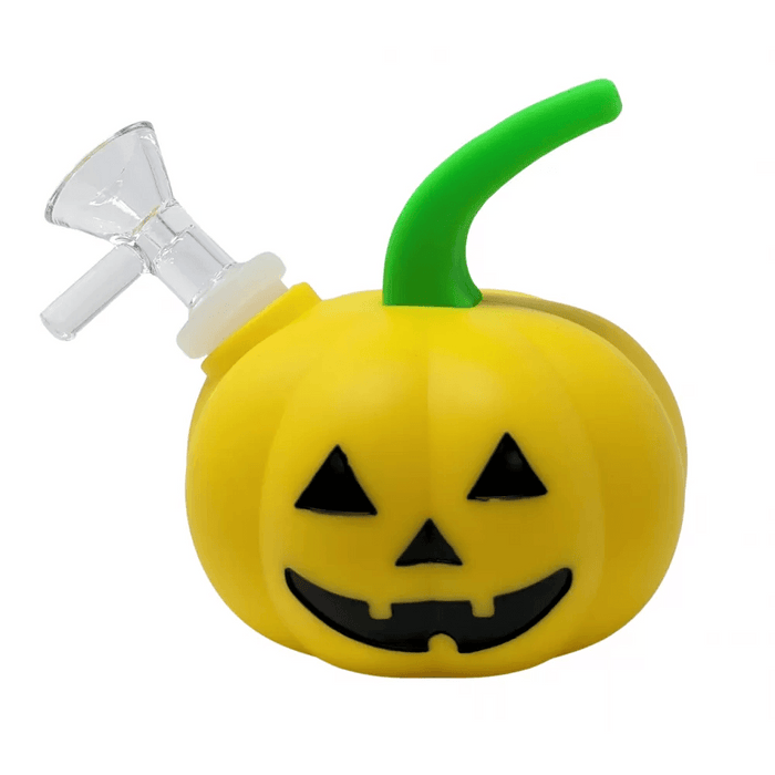 Silicone Pumpkin Smiley Face W/ Glass Bowl Water Pipe