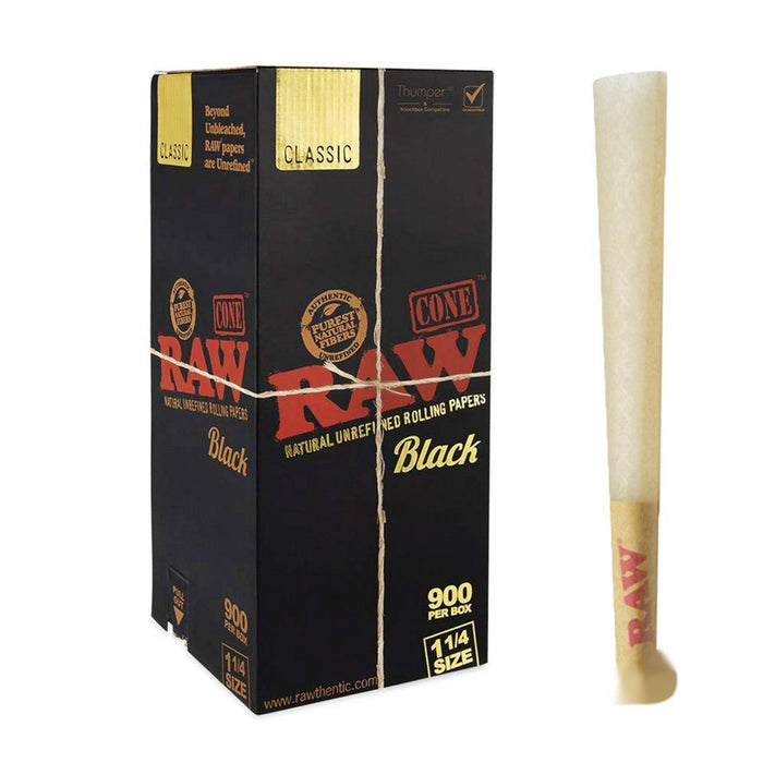 RAW Classic Natural Unrefined Cone Rolling Papers - 1 1/4 Size - Black Series