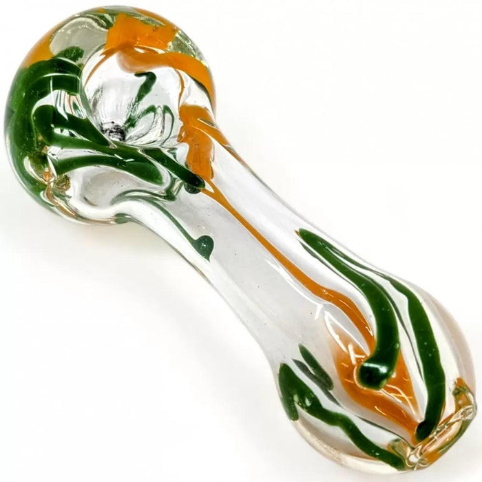 3.5" Clear Glass Dual Color Scribble Line Art Hand Pipe