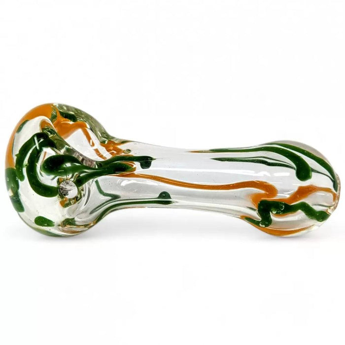 3.5" Clear Glass Dual Color Scribble Line Art Hand Pipe