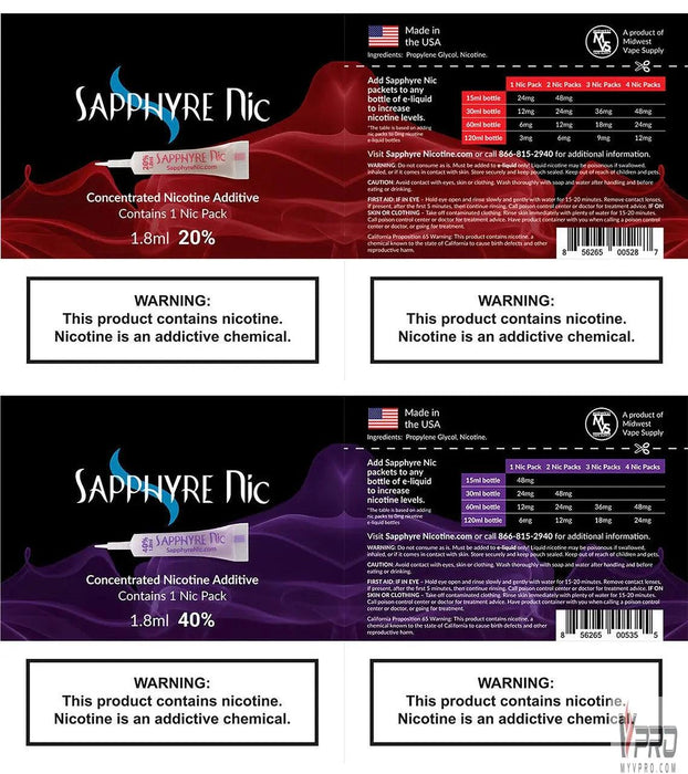 Sapphyre Nic 1.8mL Concentrated Nicotine Additive Sapphyre