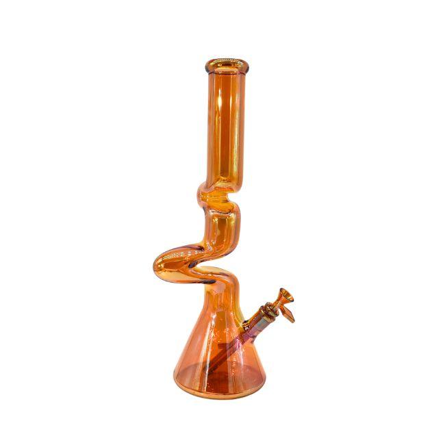 Glass 18" Zig Zag Design Electroplated Heavy Duty Water Pipe