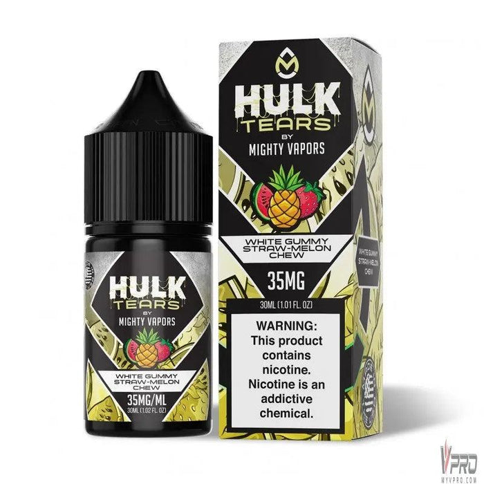 White Gummy Straw Melon Chew - Hulk Tears Salt 30mL Mighty Vapors