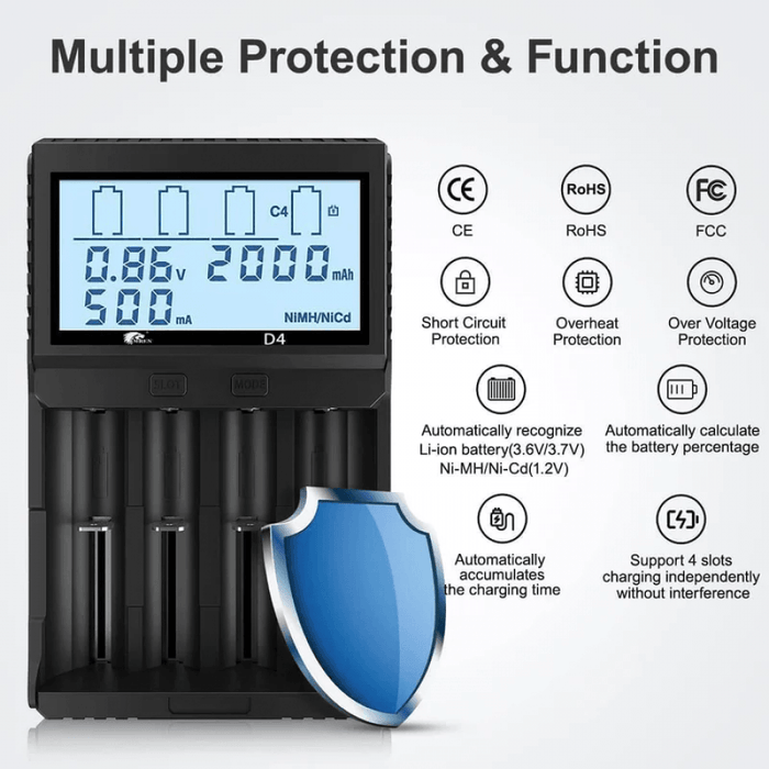 IMREN D4 USB QC 4 Bay Battery Charger